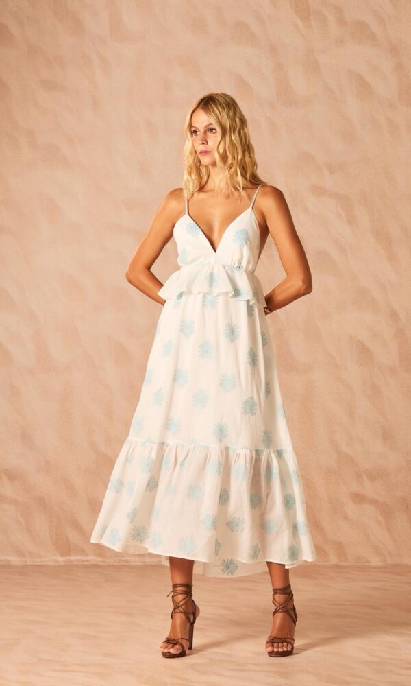 VESTIDO MIDI ALÇA COM BABADOS